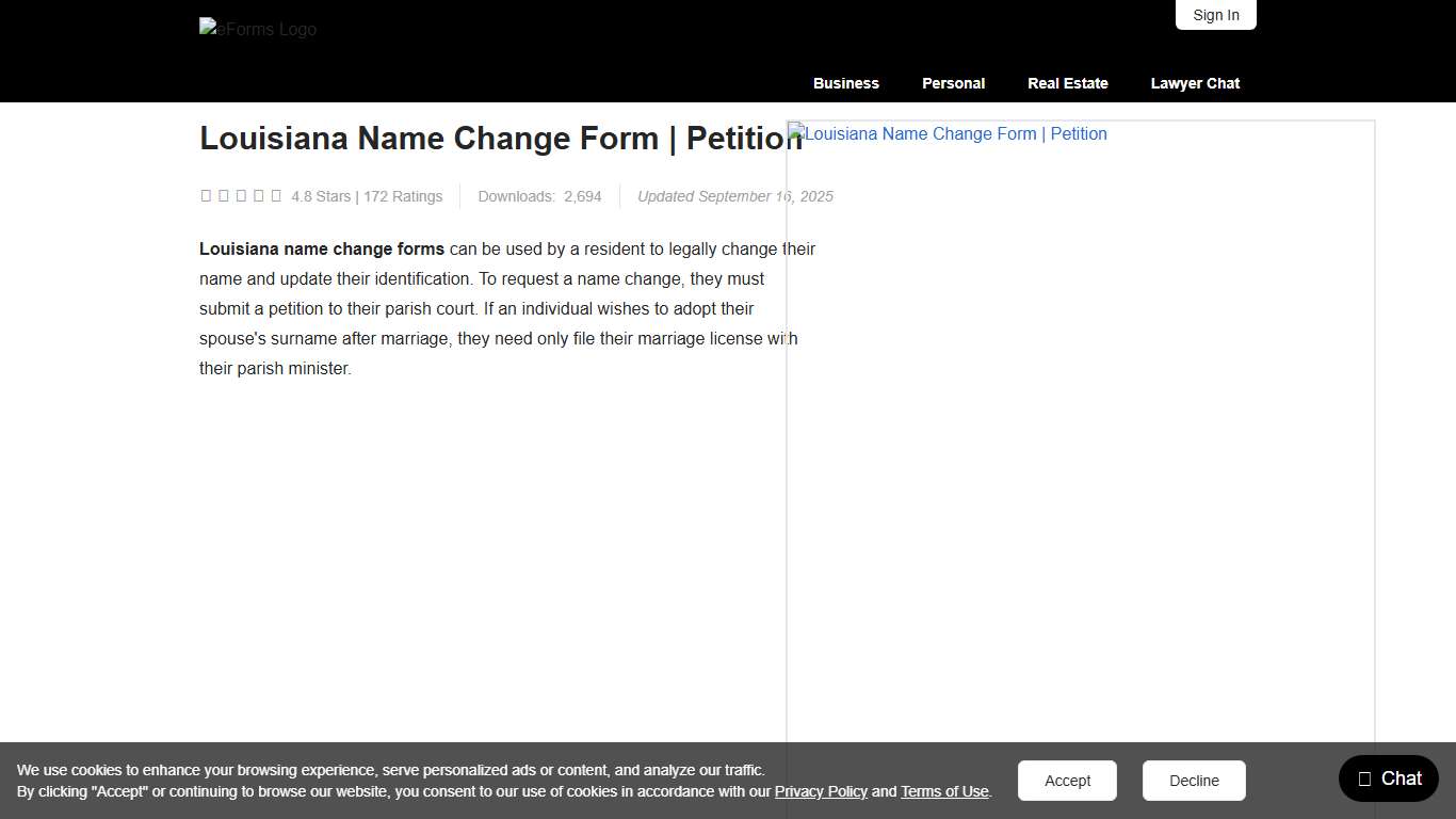 Free Louisiana Name Change Forms Petition - PDF – eForms